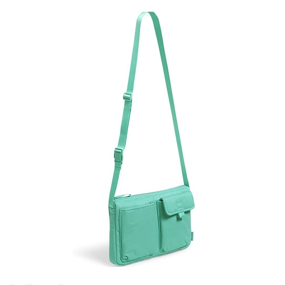Vera Bradley Cotton Utility Small Crossbody Purse Turquoise Sky - Picture 3 of 3
